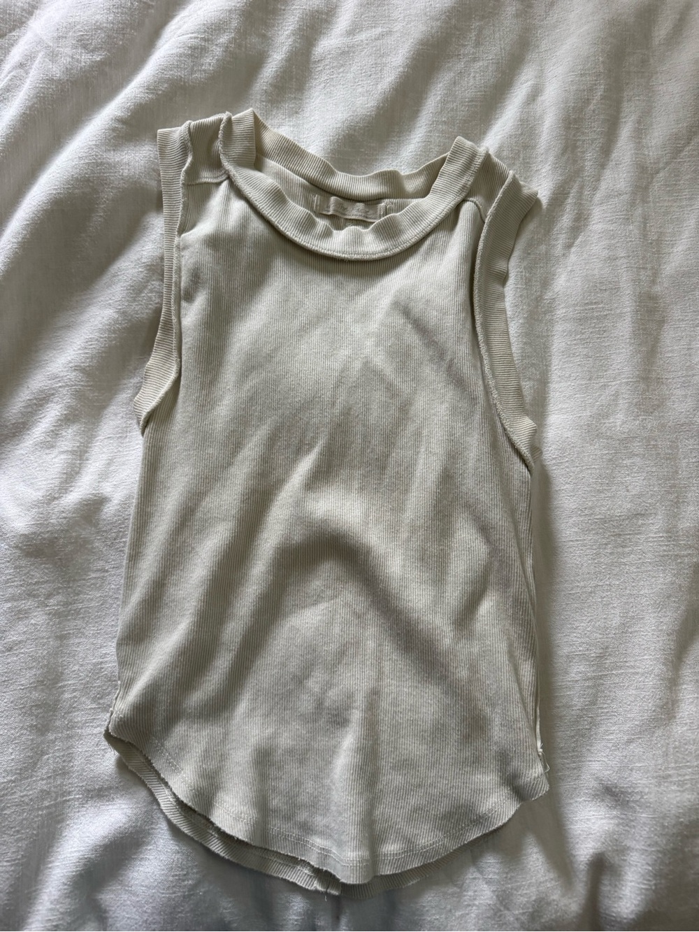 Free People Cream Ribbed Tank Top